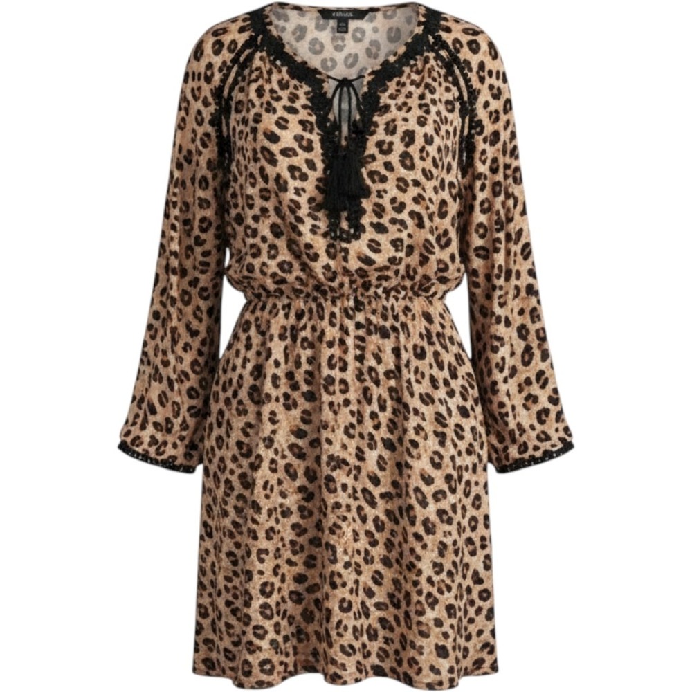 Kobi Halperin Silk Leopard Print Dress Tan Small Embroidered Boho Luxe Consign